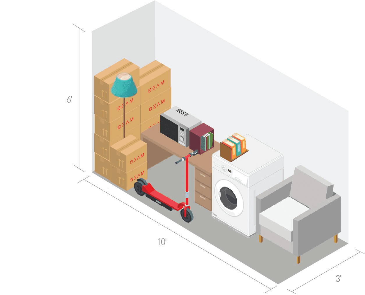 30 square feet space storage