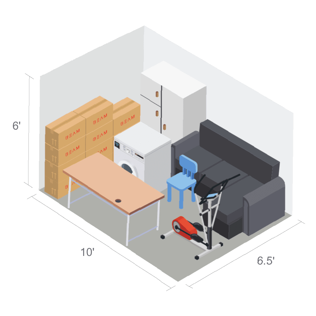 65 square feet space storage